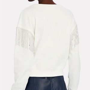 Intermix patsy crystal-embellished french terry sweatshirt in ivory
